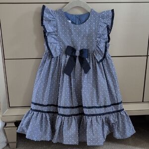 Iris & Ivy Swiss Dot Blue Dress 4t